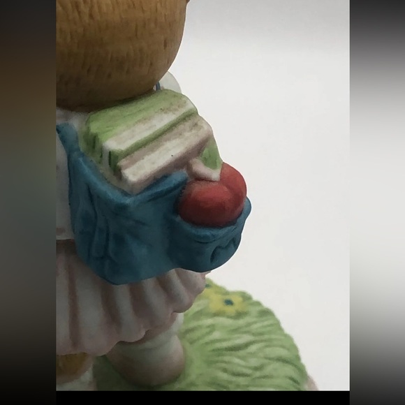 Vintage 1991 San Francisco Music Box Company Girl Teddy Bear Holding "ABC BOOK" - Picture 4 of 7